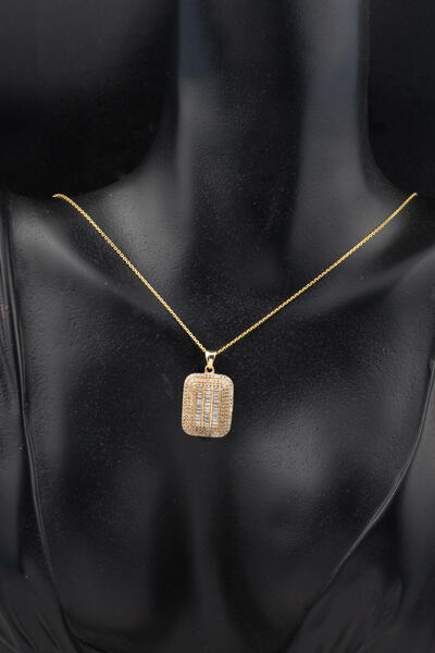 Bilezikci Baget Taşlı 14 Ayar Altın Kolye