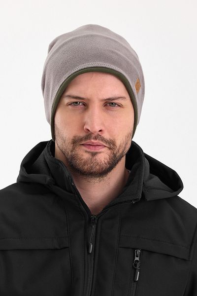 Butikgiz Men's Gray Fleece - Khaki Cotton, Double Color, Foldable Soft Beanie