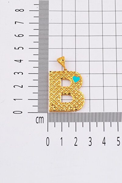 Bilezikci B Harfi 22 Ayar Kalpli Altın Kolye