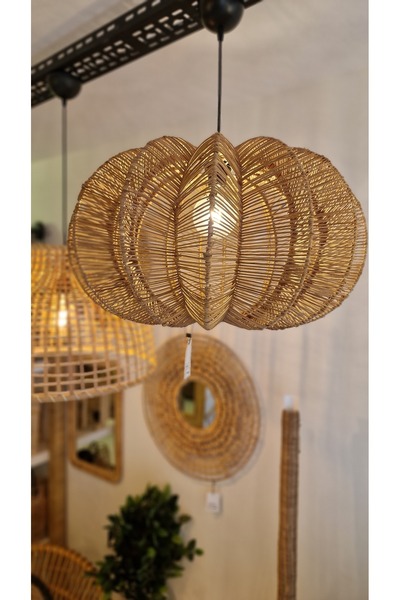 Bohe Collection Özel Tasarım Rattan Avize - 60 cm Genişlik x 36 cm Yükseklik