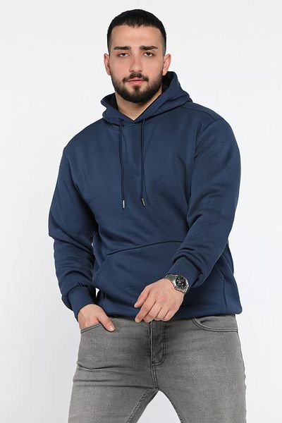 MİSHAR İTALİA Ανδρικό φούτερ με τσέπη καγκουρό Navy Blue