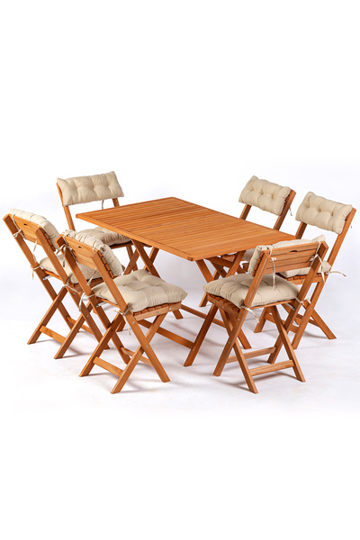 Meya Dekor 6+1 Minderli Balkon Bahçe Mutfak Bistro Set Katlanır Masa-sandalye