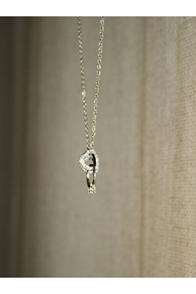 d Kit Boutique Lame Full Stone Heart & Single Stone Necklace 44 cm