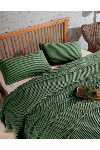 destinyhometex Double Waffle Bedspread - 100% Cotton, 220X240Cm/2 Pieces, 50X70Cm Pillowcases