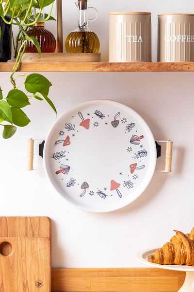FH finehome Parkal Mushroom Patterned Tray 37cm