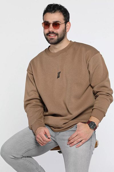 MİSHAR İTALİA Ανδρικό φούτερ με στάμπα με λαιμόκοψη Koyuvizon