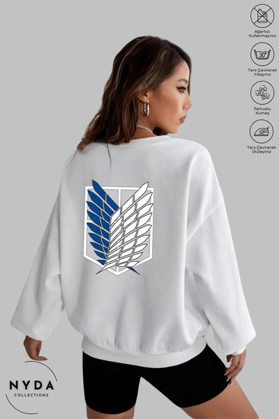 Nyda Collections Unisex dukserica bez kapuljače sa dugim rukavima i printom "...