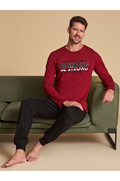 Over Sleep by Poleren Σετ πιτζάμες με μακρύ μανίκι Crew Neck Portugal Leg για άνδρες
