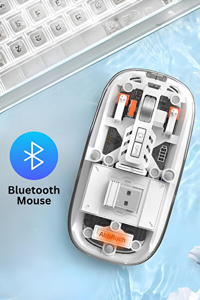 Abbruch Kablosuz Fare Wireless Optik Mouse 5 Tuşlu Çift Modlu Usb 2.4g Sessiz Şarj Edilebilir Dpı Kontrol