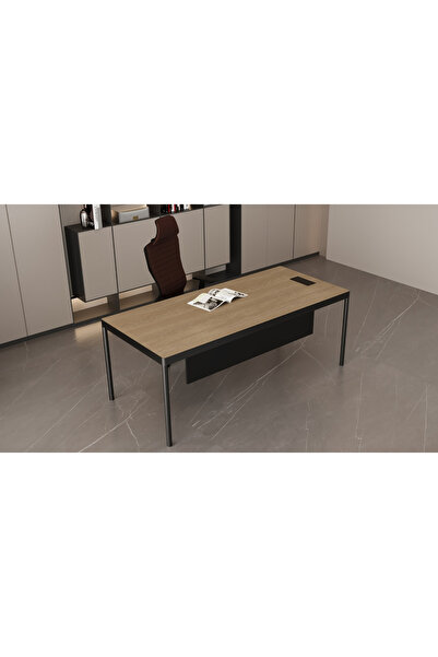 Çağın Ofis Mobilyaları Less Tekli Çalışma Masası Perdeli 120 cm (Budva-Meşe/S...