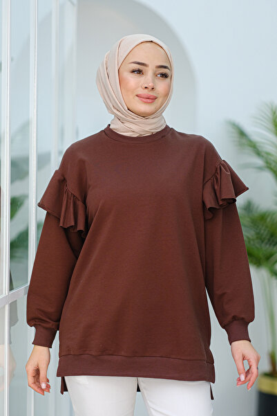 LOCCO Brown Tunic - Ruffled Sleeve