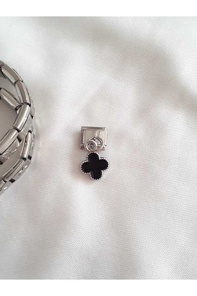 bijoux uniques Steel Black Clover Italian Charm