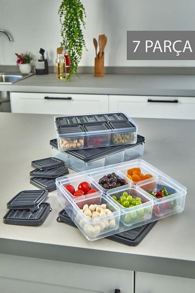 safestore 7 Piece Compartmented Leak Proof Storage Container Breakfast and Icebox Storage Container Set with Vacuum Lid