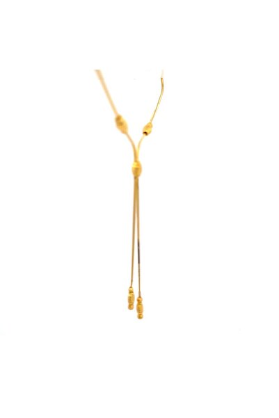 Altınöz Mücevherat Dorika Top Detaylı İnce İtalyan Zincirli Şık Sarı Altın Gerdanlık Kolye