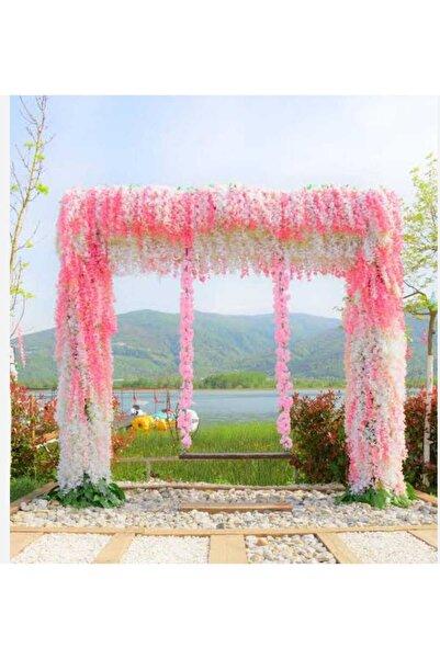 YAPAY ÇİÇEK DERYASI Yapay Kiraz Çiçeği Sakura PEMBE Salıncak Süsleme Vitrin Dekoru