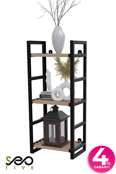 SEOTIVE 3 Katlı Süper Kalite Siyah Ahşap Çok Amaçlı  Dolap