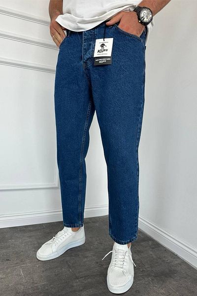 MADZEYMODA Boyfriend Mold Ανδρικό σκούρο μπλε τζιν παντελόνι KE-608