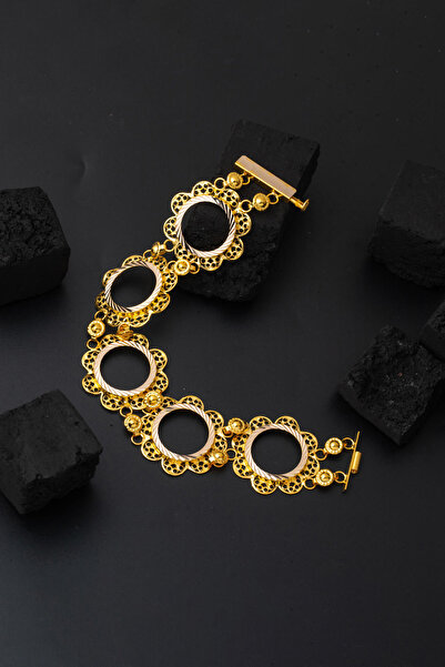 Bilezikci 14 Ayar 5 Çeyreklik Çerçeve Altın Bileklik