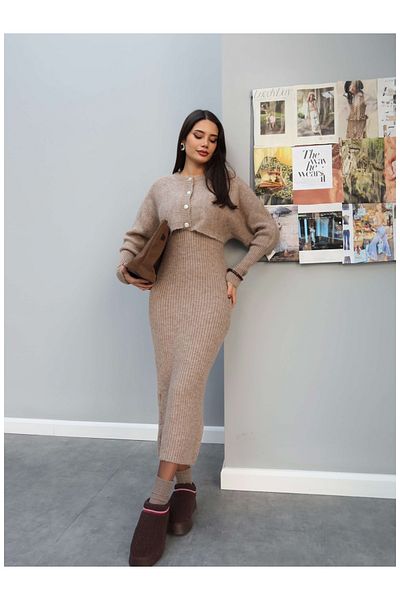 ESRAHELVACI Kötöttáru Crop Cardigan ruha szett