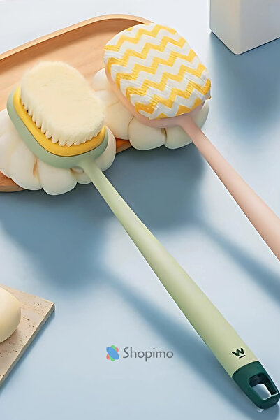 Home Çift Taraflı Banyo Sırt Kesesi Yumuşak Duş Lifi Uzun Saplı Masajlı Banyo...