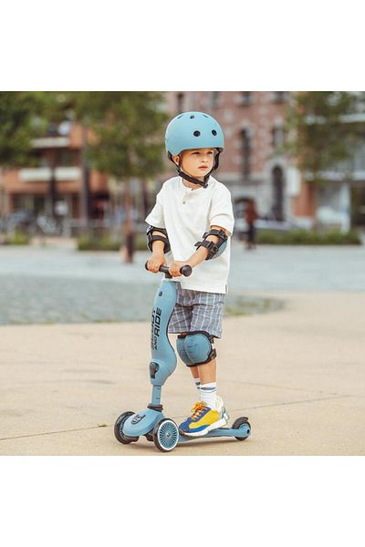 SCOOT AND RIDE Petrol Blue S-M Knee Pad and Elbow Brace Scooter Protector Set - 230926 -00025