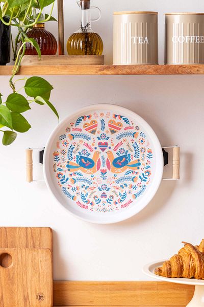 FH finehome Bande Bird Pattern Tray 37cm