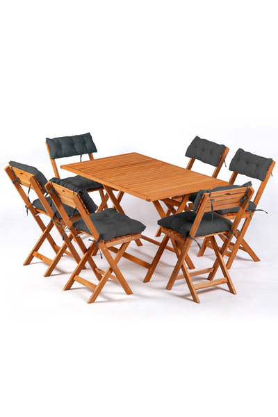 Meya Dekor 6+1 Minderli Balkon Bahçe Mutfak Bistro Set Katlanır Masa-sandalye...