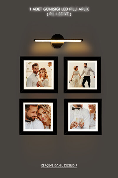 bymat Led Işık - Çerçeve Aplik - Pilli Aplik - Dekoratif Işık - Yapışkanlı Işık - Duvar Işığı - Tablo Işık