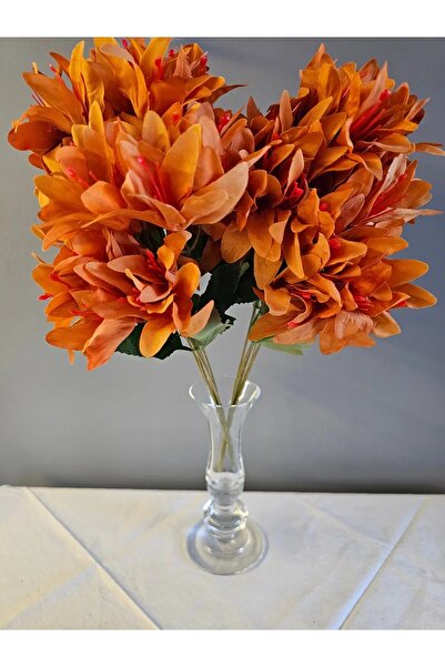 YAPAY ÇİÇEK DERYASI 5 Dallı Kiremit Çan Çiçeği 34cm El Buketi Vazo Aranjman Dekor Çiçeği 1 Adet