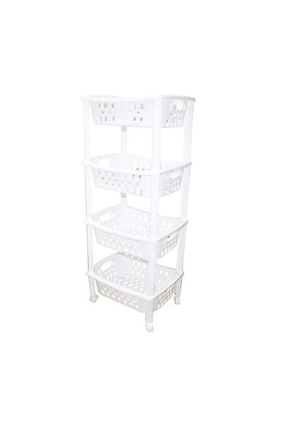 Go İthalat 4 Tier Rolling Shelf Unit Basket Organizer - 400X295X960Mm (4597)