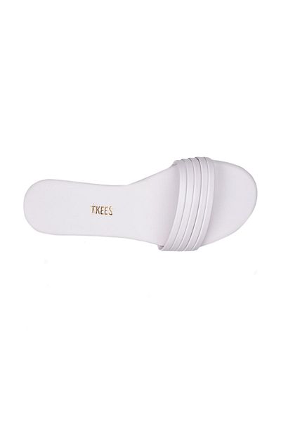 Tkees Women's White Flat Strap Daily Stylish Slippers