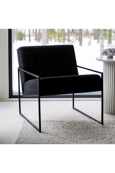 ARONA By Kalkan BREW Berjer İskandinav Modern SİYAH Metal Berjer Tekli Koltuk Ofis Ev Oturma Odası Cafe