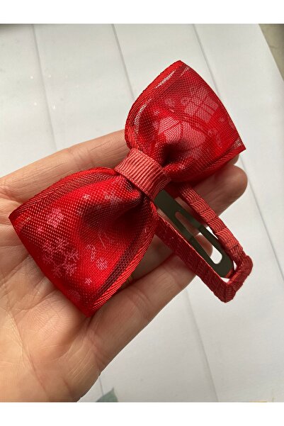 MADE BY PERİ Red Buckle.Bow - Snow and New Year Pattern Satin Ribbon (Two Pie...