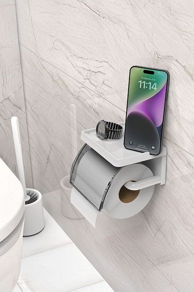 Sas Haus Plastic Hanging Toilet Paper - Adhesive and Napkin Holder Organizer