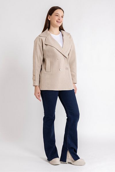Ecrou Γυναικείο Μπεζ Oversize Κοντό Παλτό Κασμίρ