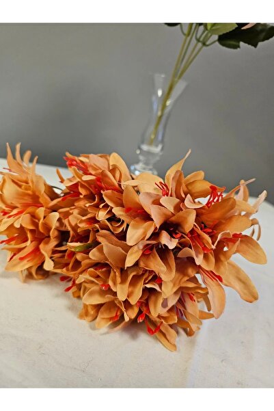 YAPAY ÇİÇEK DERYASI 5 Dallı SOMON Çan Çiçeği 34cm El Buketi Vazo Aranjman Dek...