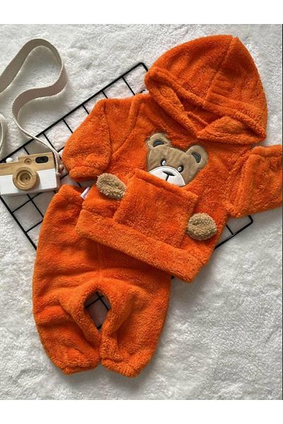 MeaShop Plush Teddy Bear Embroidered Hooded Baby & Kids Set / Wellsoft Fleece Fabric