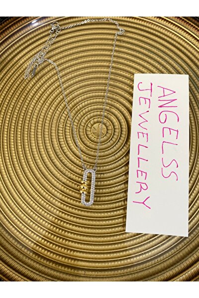 ANGELSS JEWELLERY قلادة حلزونية من سلسلة خاصة من حجر الزركون باللون الذهبي وا...