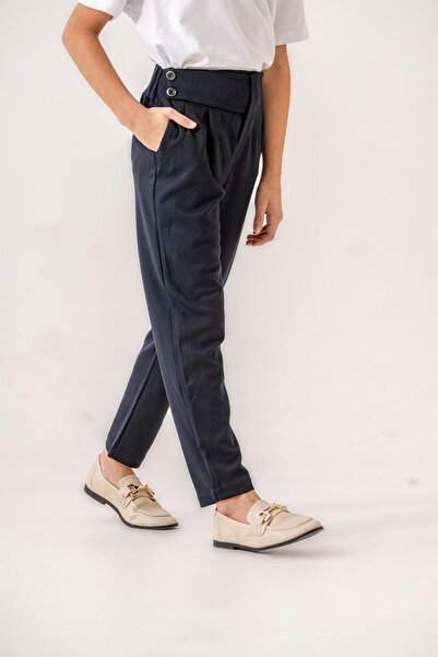 Trend Baby Kids Kız Çocuk Lacivert Pantolon Kuşak Detaylı