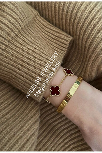 ANGELSS JEWELLERY مجموعة مكونة من قطعتين باللون الأحمر الداكن - أصفاد موديل ا...