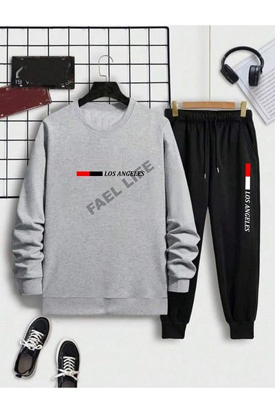 FAEL LİFE Σετ Losangel ESOFMAN - Unisex εμπριμέ φούτερ Jogger