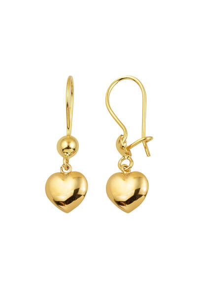 Bilezikci Kalp Sallantılı 14 Ayar Altın Küpe