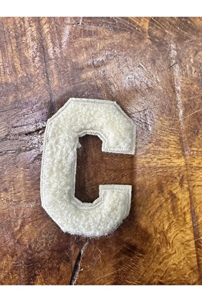 Gönülden Tasarım Ecru Punch Woven - Litera C Cusut Applique, 6x3 cm