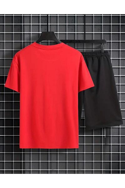 NO 601 Men's Red Whatever Printed Shorts Tshirt Set