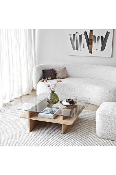 NEOstill - Saga Sehpa Kare /Safir&Şeffaf Cam