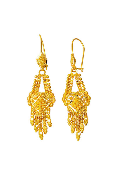 Zerince Hint İşi 22 Ayar Altın Küpe