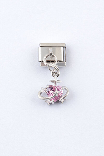 Sortie Aksesuar Kalp ve Yıldız Figürlü Zirkon Taşlı Paslanmaz Çelik İtalyan C...