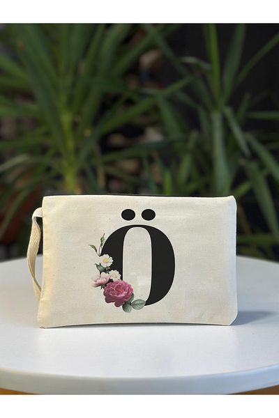 bezçantadünyası Burlap Clutch Bag with Letter O