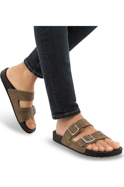 Muya Men's Slippers - Nova Anatomical, Sole, Adjustable Buckle, Mink