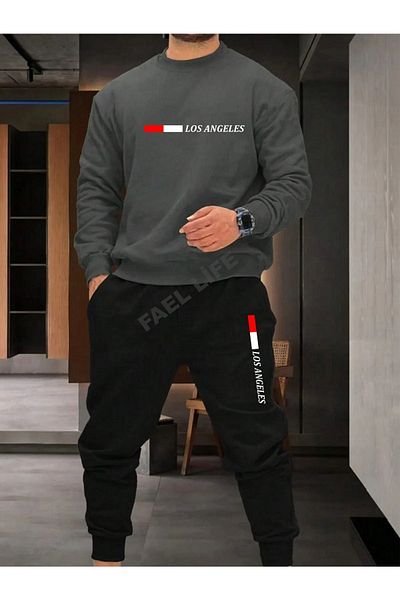 FAEL LİFE Σετ Losangel ESOFMAN - Unisex εμπριμέ φούτερ Jogger